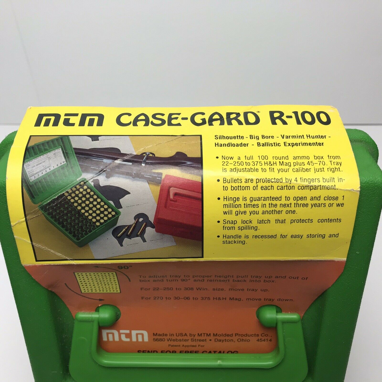 MTM CaseGard Deluxe R100 Series Ammo Box 100 Rounds Green Holds