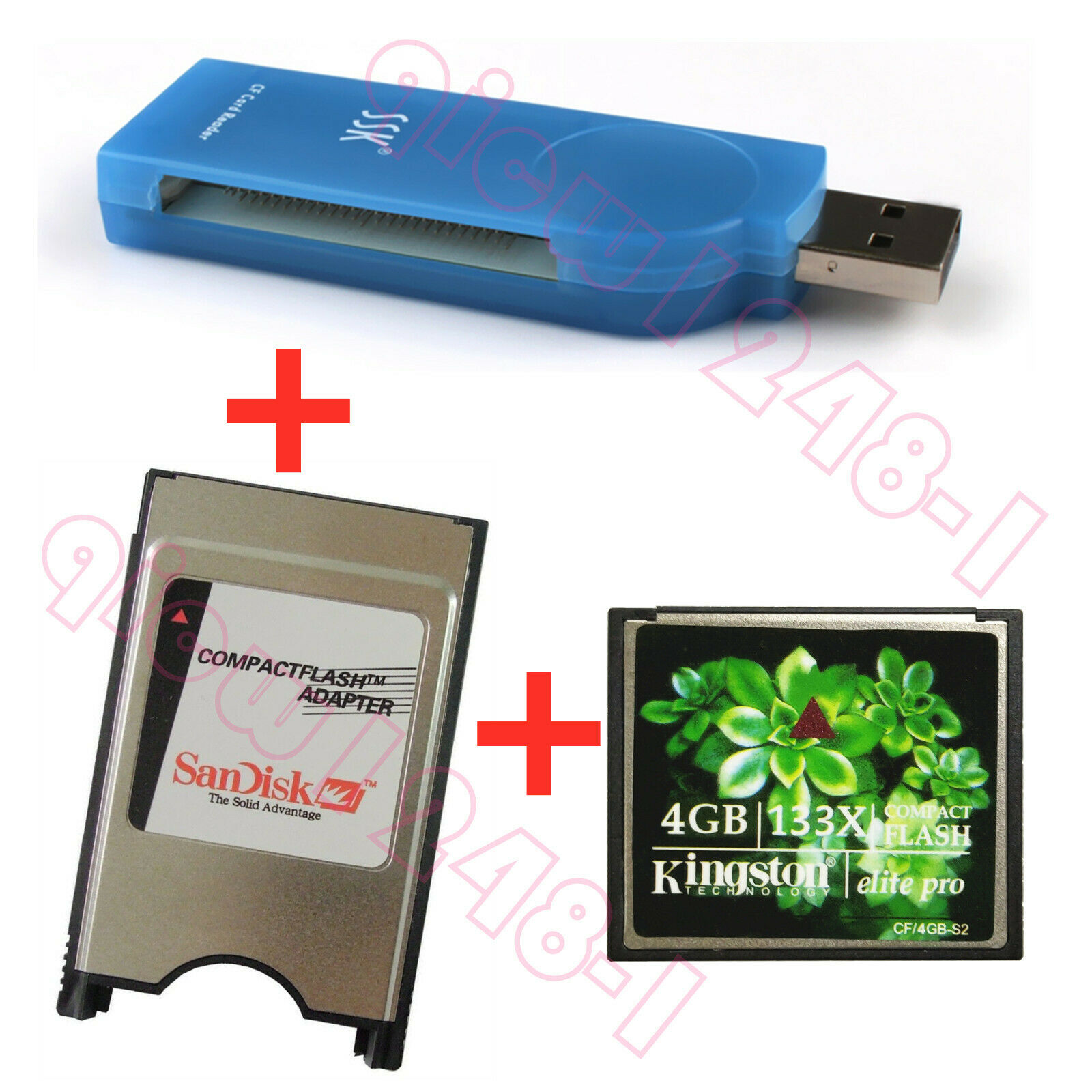 4.0GB CNC CF Compact Flash card+CFPCMCIA Adapter+SSK USB2.0 Card